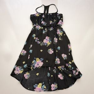 *Love Stitch Black Floral Sheer Dress Hi-Lo Slip Fairy Empire Waist Small